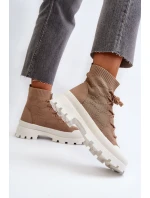 Dámské Ponožkové Nazouvací Botky Hnědé Solime