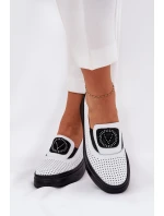 Dámské Kožené Mokasíny Na Platformě A Klínu Bílé Vinceza 79522