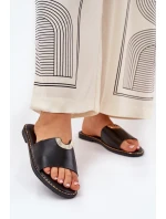 Dámské Pantofle Eko Kožené S Ozdobnými Detaily Oranžové Mevith