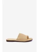 Dámské ploché pantofle s ozdobným detailem Eko semiš žluté Selavine