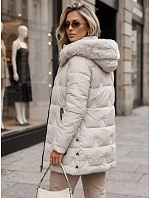Dámská zimní prošívaná bunda s kapucí, světle béžová, FashionStreet TY5737