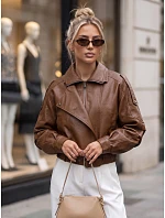 Krátká hnědá kožená bunda ve stylu Ramones od FashionStreet TY5845 Krátká hnědá kožená bunda ve stylu Ramones od FashionStreet TY5845