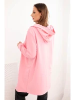 Dámská bavlněná bunda s kapucí a prodlouženým předním dílem světle růžová Dámská bavlněná bunda s kapucí a prodlouženým předním dílem světle růžová