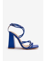 Moderní Sandály Na Podpatku Modré Josette