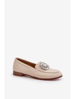 Dámské mokasíny na ploché podrážce s přezkou béžové D&A MR38-676