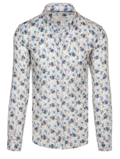 Pánská květinová bílá košile FashionStreet DX2634