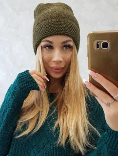 K223 khaki čepice z mohéru