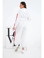 Dámský bavlněný komplet s oversized kalhotami a kontrastními lampasy bílý Dámský bavlněný komplet s oversized kalhotami a kontrastními lampasy bílý