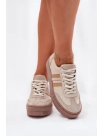 Dámské Kožené Tenisky Na Platformě Zazoo N1234 Béžové Dámské Kožené Tenisky Na Platformě Zazoo N1234 Béžové