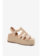 Dámské Sandály S Pásky A Pleteninou Béžové Pardauss