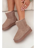 Dámské sněhule z přírodního semiše na platformě béžové Privine