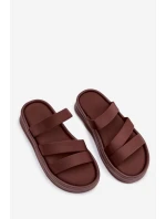 Materiálové dámské pantofle na platformě s pásky čokoládové Liorine