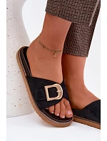 Dámské pantofle Černé se zlatou sponou Elviane