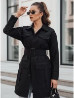 VERMONT dámský přechodový kabát s vázáním černý FashionStreet NY0582 VERMONT dámský přechodový kabát s vázáním černý FashionStreet NY0582