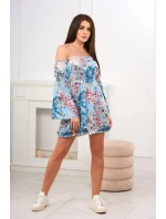 Španělské květinové šaty v mátové barvě