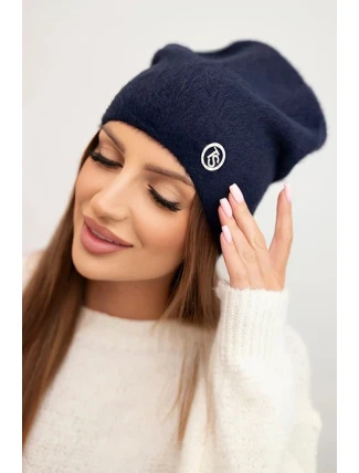 Dámská klasická čepice z alpaky s dekoračním plíškem granátová