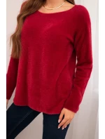 Dámský svetr z měkké pleteniny s kulatým výstřihem bordový