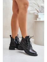 Kožené Lakované Kotníkové Boty S Zateplením Černé Bellani Kožené Lakované Kotníkové Boty S Zateplením Černé Bellani