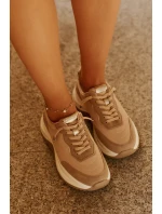 Dámské semišové tenisky na platformě Big Star RR274A345 HI-POLY SYSTEM Tmavě béžové