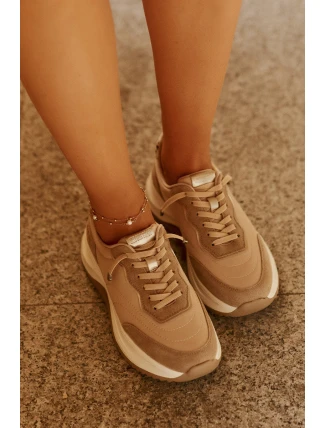 Dámské semišové tenisky na platformě Big Star RR274A345 HI-POLY SYSTEM Tmavě béžové