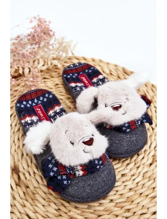 Dětské pantofle se silnou podrážkou s medvídkem Grey Dasca