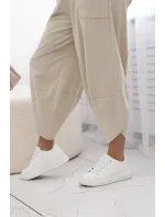 Bavlněný komplet halenka + kalhoty béžový