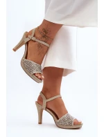 Ozdobené sandály na podpatku D&A MR1038-44 Zlaté
