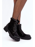 Zdobené dámské pracovní boty se zipem Black Santelia