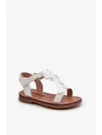 Lakované dětské sandály s mašlí na suchý zip, bílá Joratia Lakované dětské sandály s mašlí na suchý zip, bílá Joratia