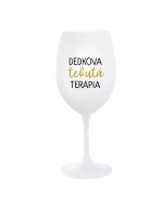 DEDKOVA TEKUTÁ TERAPIA - biely pohár na víno 350 ml