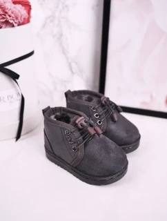 Dívčí šněrovací Sněhové Boty S Kožešinou Šedé Hunter