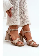 Kožené sandály na podpatku Maciejka 06029-25 Zlaté