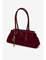 Eko semišová kabelka s přívěskem Bordová Nelina