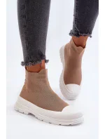 Dámské nazouvací ponožkové boty, hnědé Ilanae