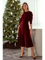 Sametové midi šaty M557 bordó - Moe Sametové midi šaty M557 bordó - Moe
