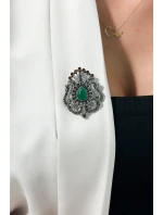 Brož XZ459-109 stříbrná + zelená