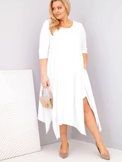 Dámská bavlněná suknička Plus Size s asymetrickým spodním lemem bílá