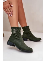 Dámské Botky Na Zip S Dekorativním Detalem Eko Semišové Zelené Lerioria