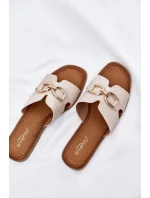 Dámské Ploché Pantofle S Dekorativním Detaiilem Béžové Amiresna