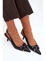 Dámské sandály na podpatku s ozdobným detailem černé Brienne