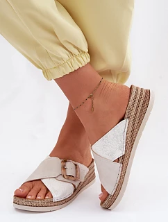 Dámské nazouváky na platformě s ozdobnou sponou Inblu RV000012 Světle béžové