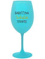BABIČČINA TEKUTÁ TERAPIE - tyrkysová sklenice na víno 350 ml