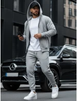 Pánská rozepínací mikina s kapucí šedá BX2412