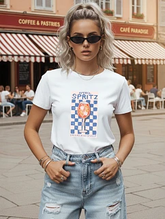 Dámské tričko s potiskem, bavlněné, bílé, FashionStreet NX8031RY