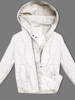 Krátká zimní bunda v barvě ecru s ozdobnou kapucí S'west (B8261-26)