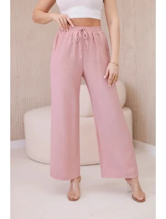 Viskózové kalhoty se širokými nohavicemi tmavě pudrově růžová Viskózové kalhoty se širokými nohavicemi tmavě pudrově růžová