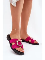 Dámské Pantofle Na Plochém Podpatku S Ozdobou Vinceza 17381 Fuchsie