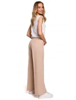 M570 Kalhoty s nařasenými nohavicemi - béžové