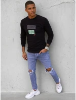 Pánská mikina s potiskem černá FashionStreet BX5376 Pánská mikina s potiskem černá FashionStreet BX5376