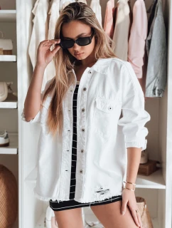 Dámská oversize džínová bunda JUSTDEM bílá FashionStreet TY4903